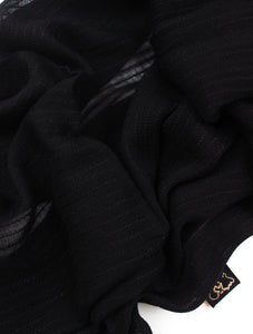 Black Delicate Stripes Cotton Scarf